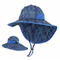 Kids Searsucker Blue Beach Hawaii Fisherman Hat Custom Upf 50 Sun Protection Baby Summ