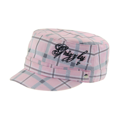 Bản in tùy chỉnh thêu màu đỏ Cap quân sự Cadet kiểu cạnh cong