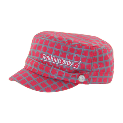 Bản in tùy chỉnh thêu màu đỏ Cap quân sự Cadet kiểu cạnh cong
