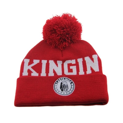 Pom Pom trên đỉnh đan nát nón với logo Jacquard tùy chỉnh