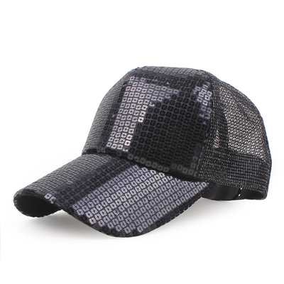 Tất cả ngày thoải mái 5 Panel Mesh Trucker Hat Sequin Trucker Cap điều chỉnh