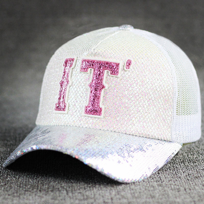 Tất cả ngày thoải mái 5 Panel Mesh Trucker Hat Sequin Trucker Cap điều chỉnh