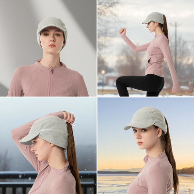 Mũ đuôi ngựa lông cho phụ nữ Mũ mùa đông phản xạ với ấm tai rơi xuống